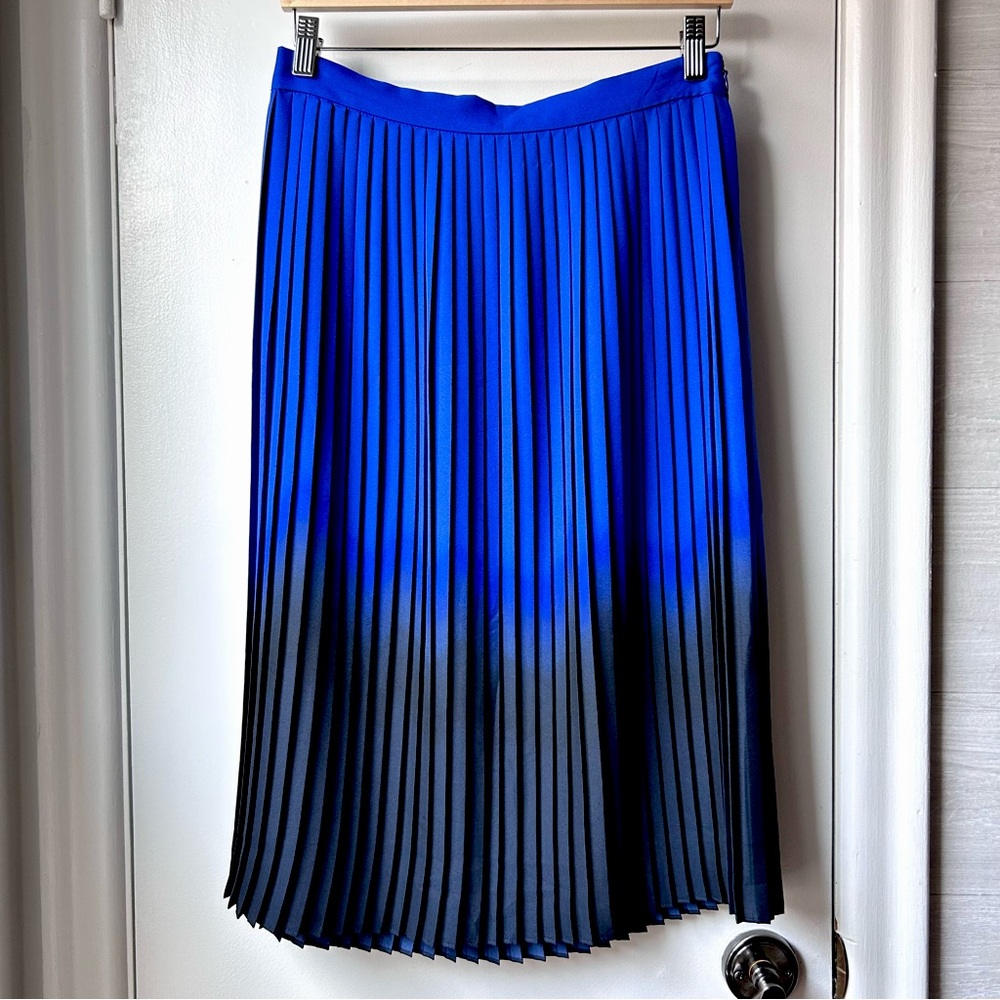 DKNY Ombre Pleated Midi Skirt Blue